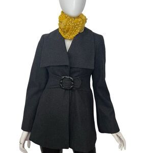 Jessica Simpson Fit and Flare Charcoal Gray Wide Lapel‎ Coat - XS